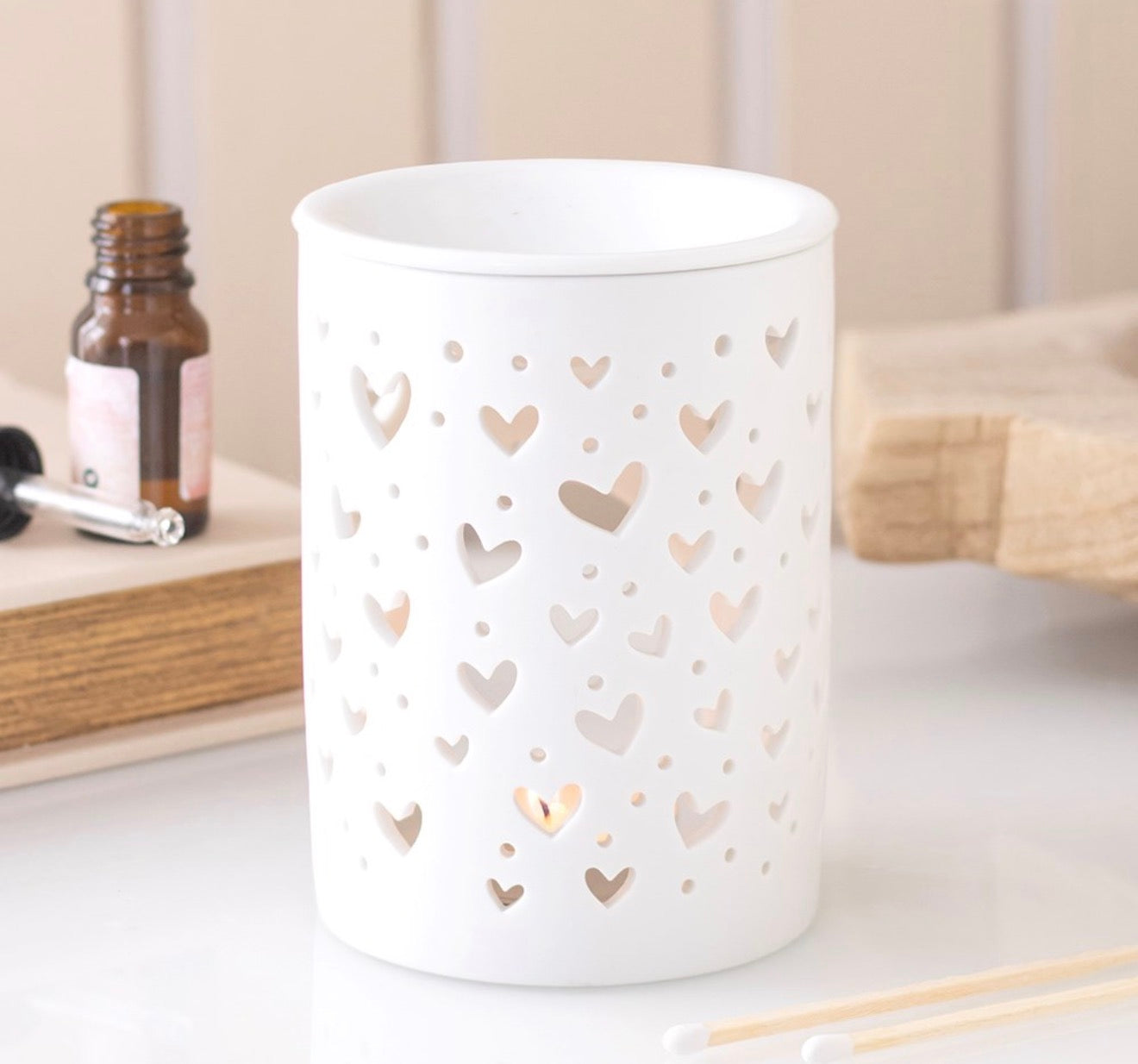 White Heart Cut Out Burner